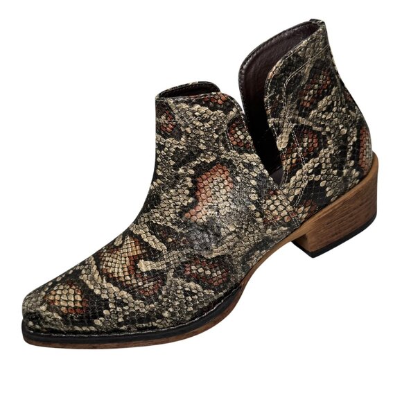 ROPER Ava Faux SnakeSkin Cowboy Ankle Boots  Snipm Toe Women's 8.5 New - Picture 1 of 10